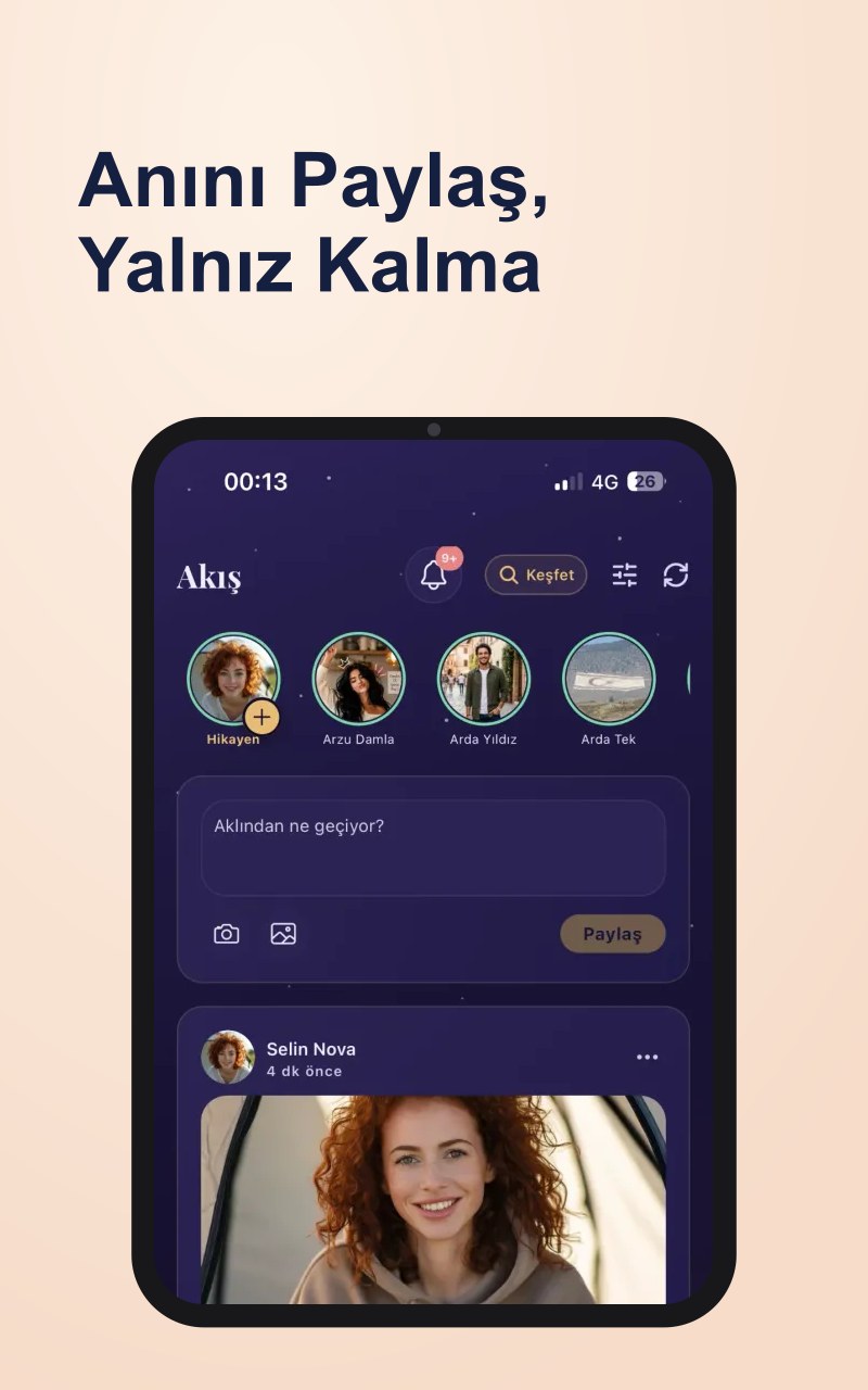 MYSTRIS akış ekranı - anını paylaş, benzer ruhlarla tanış