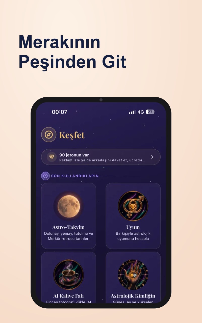 MYSTRIS keşfet ekranı - genel özellikler